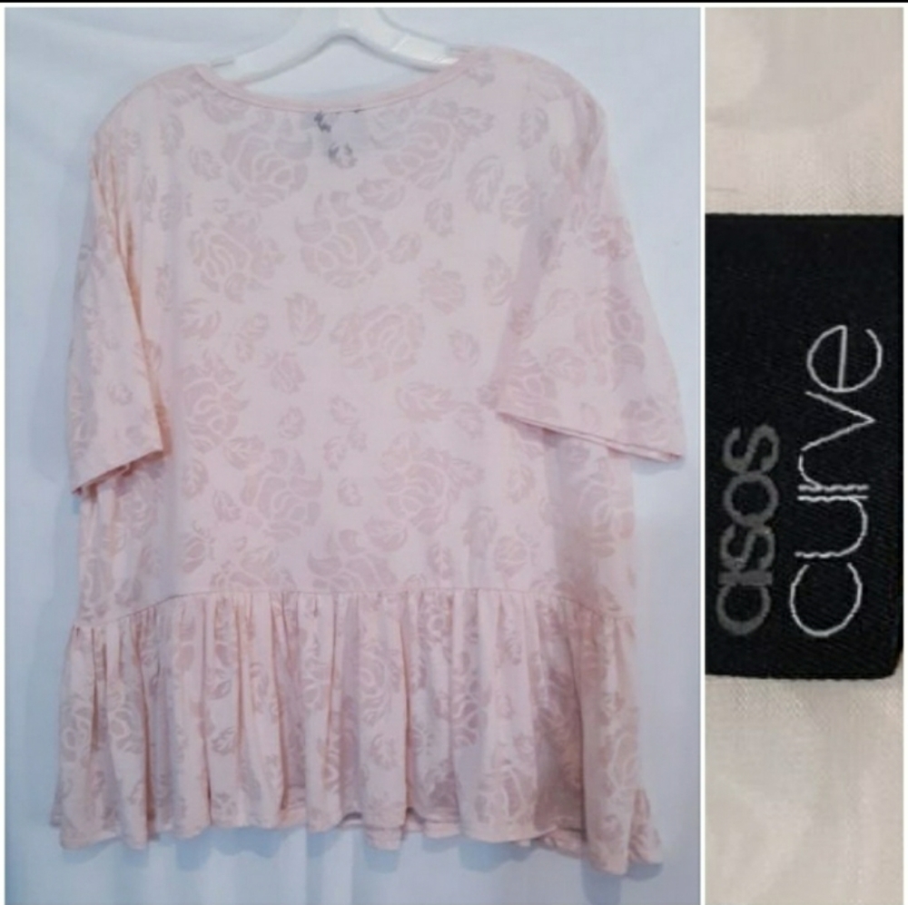Asos Curve Floral Burnout Cropped Ruffle Top - Picture 4 of 7